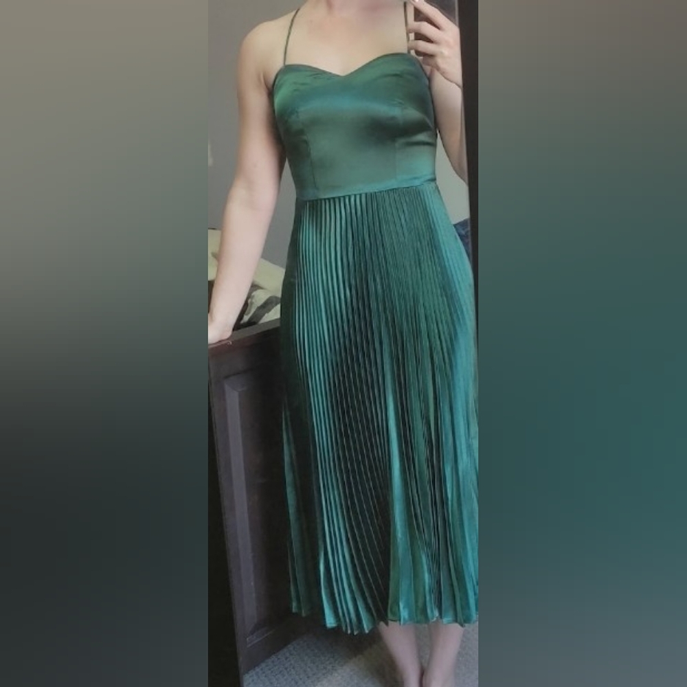 NWT Molly Bracken Green pleated dress